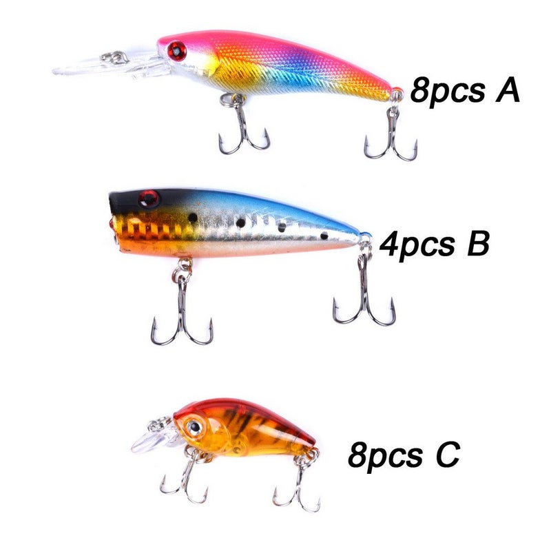 Aorace 20pcs Fishing Lures Kit Mixed Including Minnow Popper Crank Baits with Hooks for Saltwater Freshwater Trout Bass Salmon Fishing - Image 2